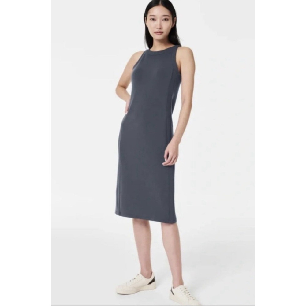 Spanx AIRESSENTIALS Tank Midi Dress Sz Small Grey Blue Comfort Soft